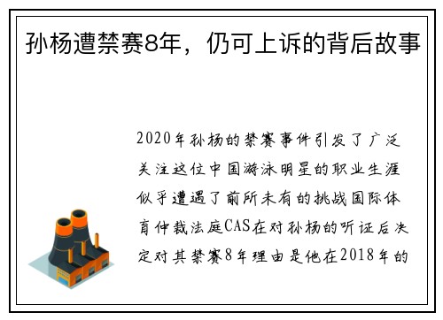 孙杨遭禁赛8年，仍可上诉的背后故事